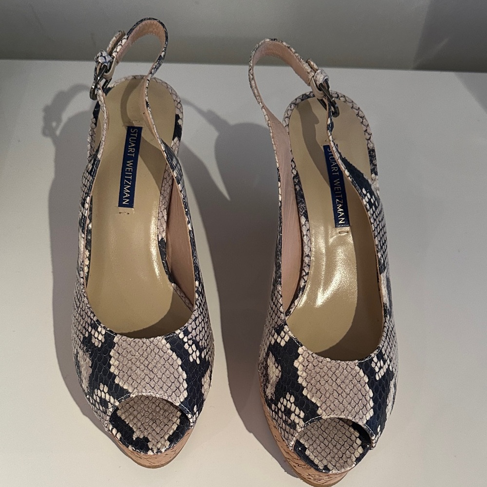 Stuart Weitzman snakeskin wedge sandals